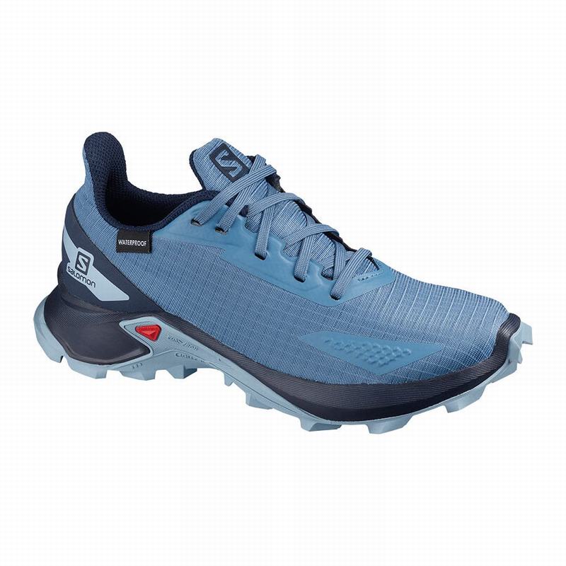 Salomon Israel ALPHACROSS BLAST CLIMASALOMON™ WATERPROOF - Kids Trail Running Shoes - Blue/Navy (TBV